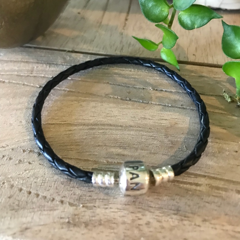Pandora black woven leather cord bracelet